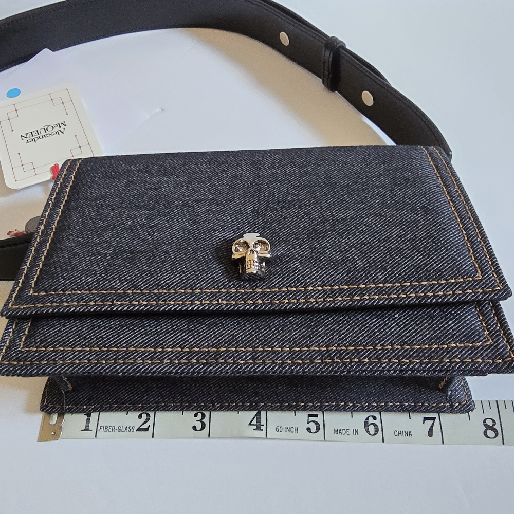 Alexander McQueen Skull Denim Crossbody Bag - Picture 12 of 14